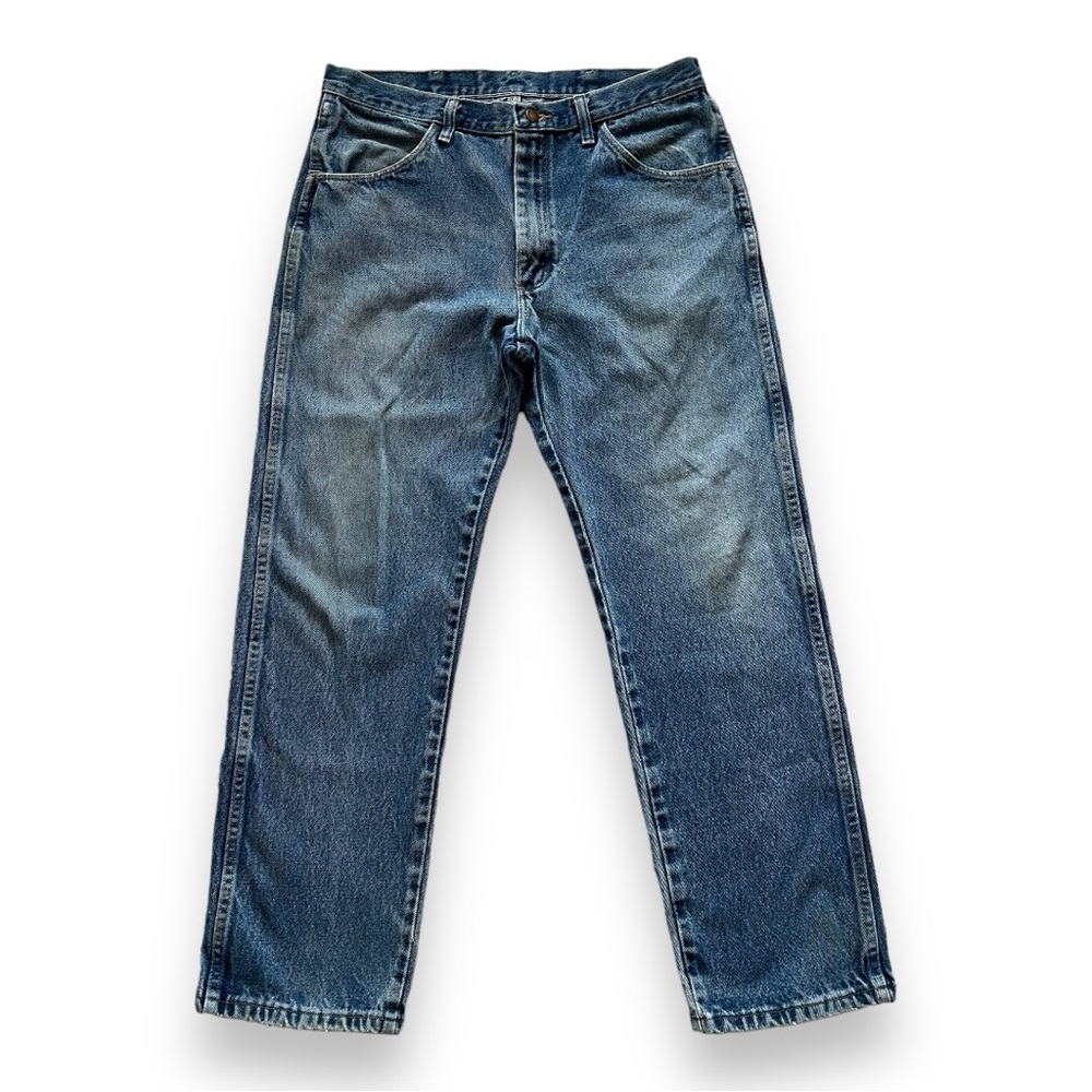 Rustler Straight Fit Medium Wash Work Denim Jeans Size 34x30